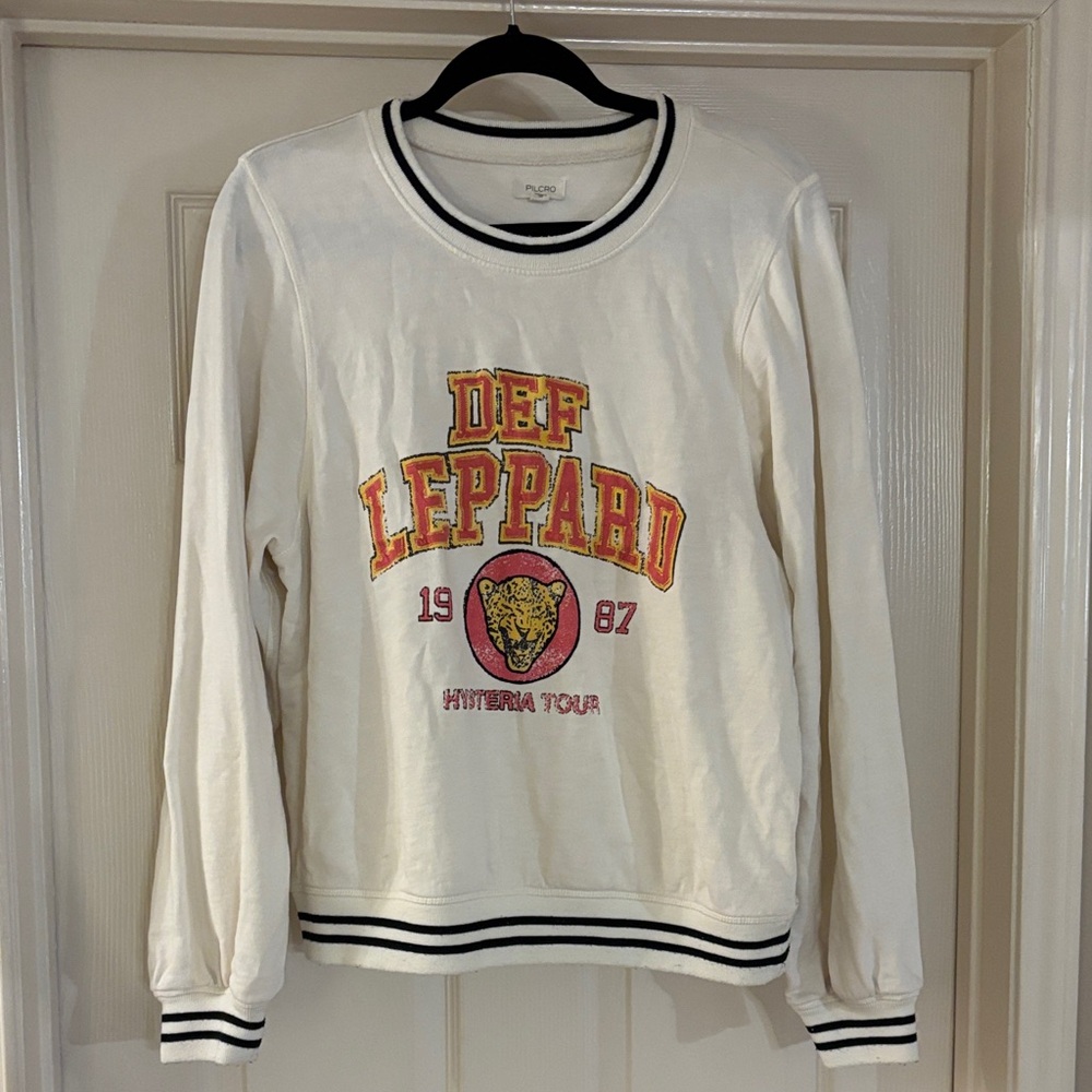 Pilcro by Anthropologie Def Leppard Hysteria Tour Varsity Sweatshirt